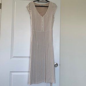 VILA Clothes Beige stripe dress, size 12 (42)